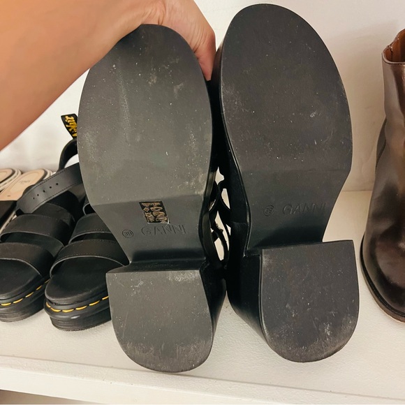 Ganni leather strappy sandals black - Picture 4 of 5